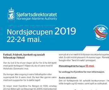 Invitasjon til Nordsjøcupen 2019